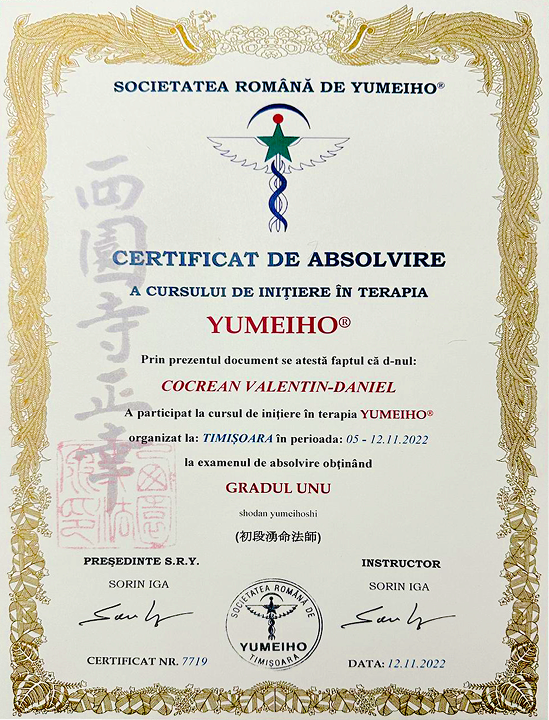 diploma Terapia Yumeiho